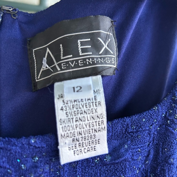 Alex Evenings Formal Dark Blue Dress with Sparkle Detailed Bodice Size 12 - Picture 4 of 6